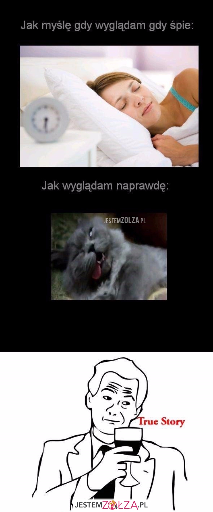 jak wyglądam gdy śpię