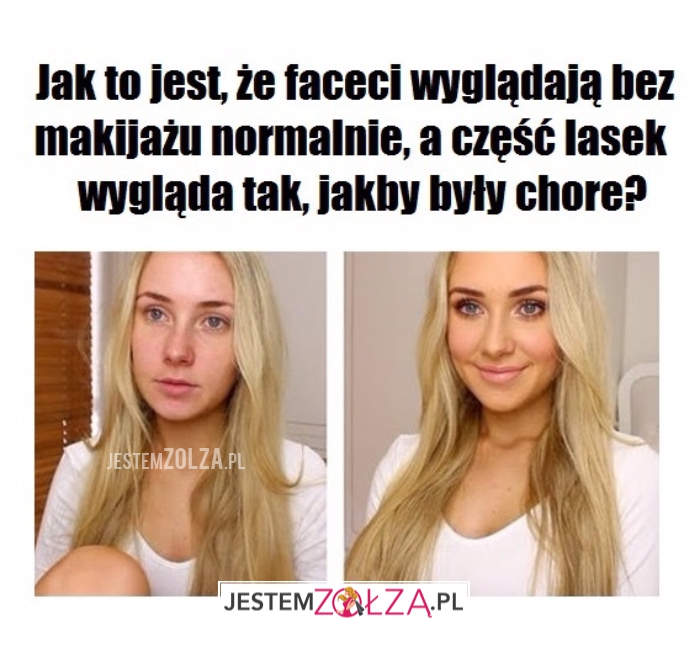Facet bez makijażu