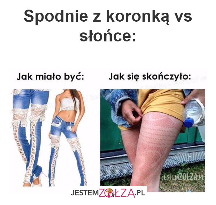 Spodnie z koronką vs słońce...