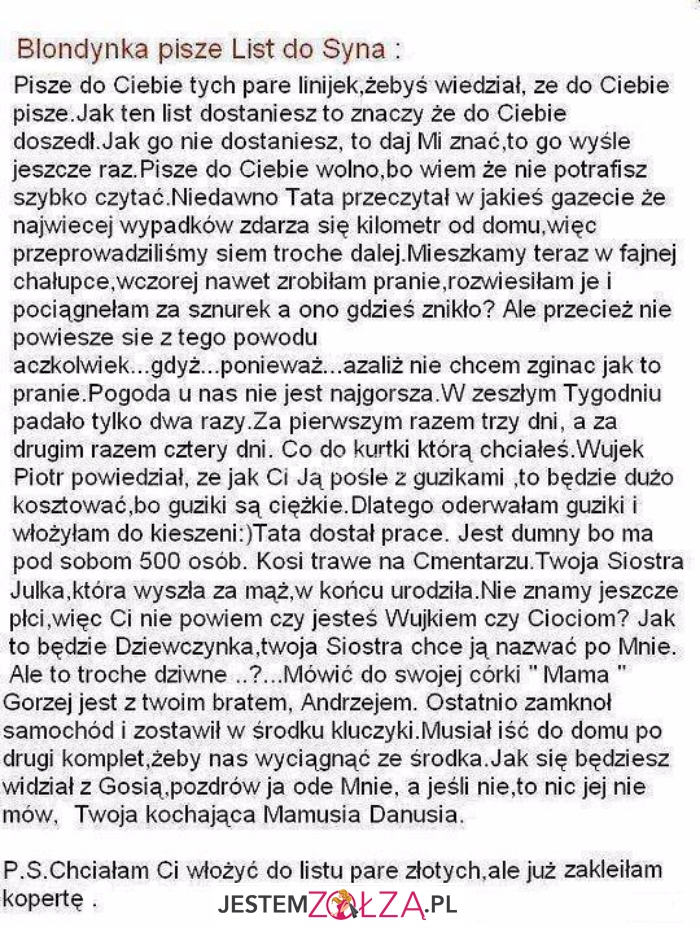 Blondynka pisze list