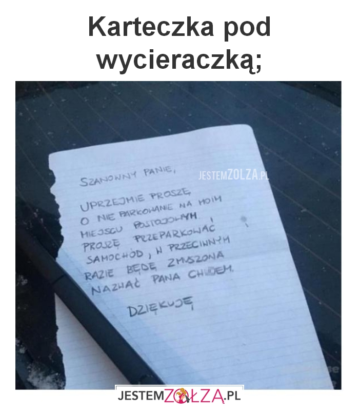Karteczka pod wycieraczką