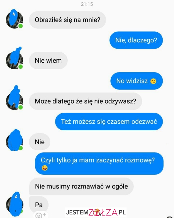 Obraziłaś się?
