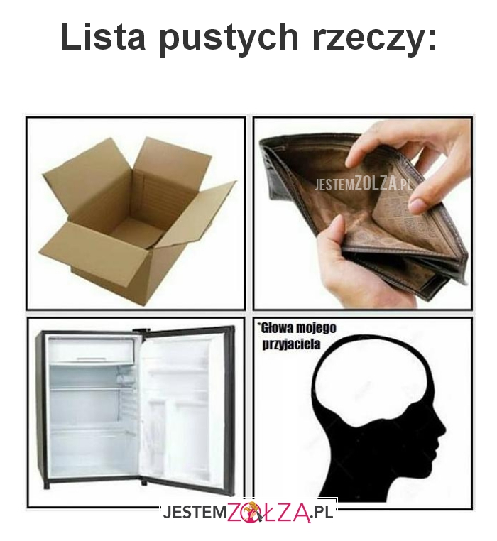 lista pustych rzecz