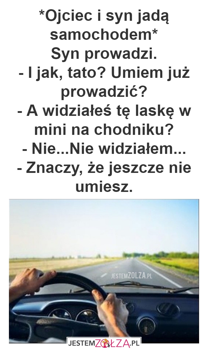 *Ojciec i syn jadą samochodem*
