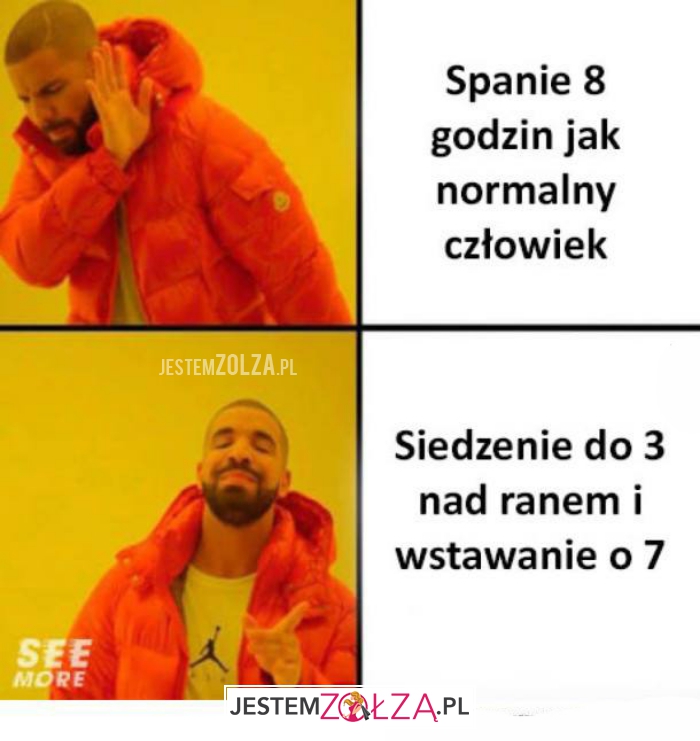spanie 8 godzin