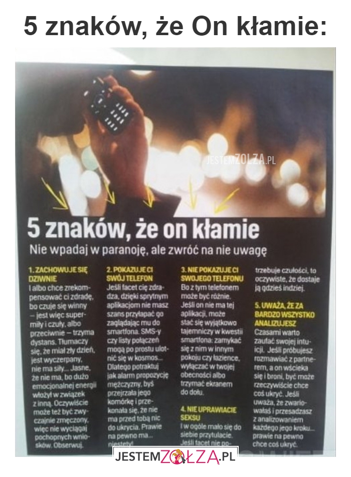 5 znaków, że On kłamie