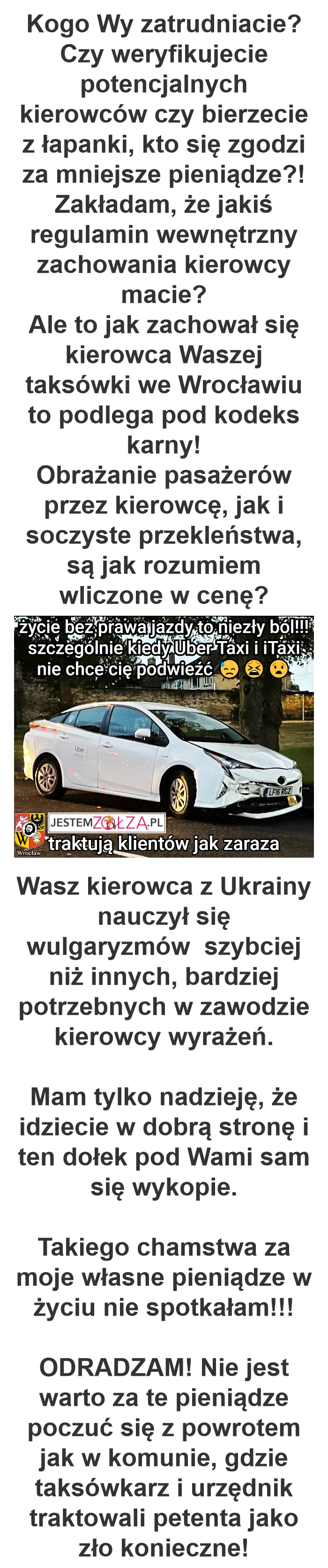 Tragedia! Nie jezdzijcie z uberem bo ich kierowcy nie maja gps nie znaja miasta anuluja sami zamowienia a my placimy za to 10 pln kary extra. 
