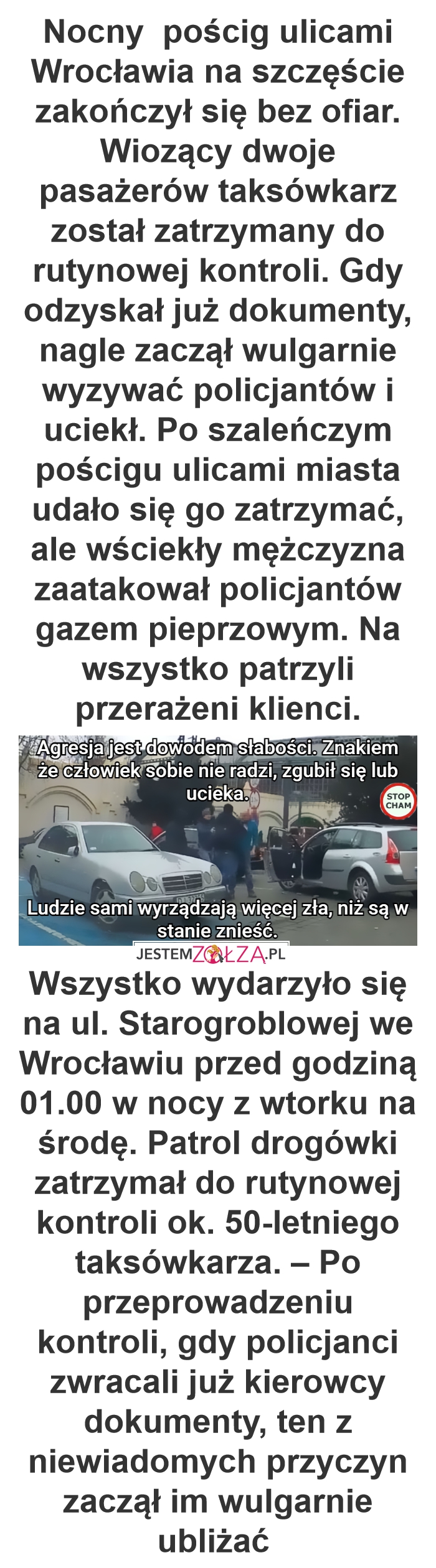Wściekły taksówkarz zaatakował policjantów. Klienci nie mogli nic zrobić 
